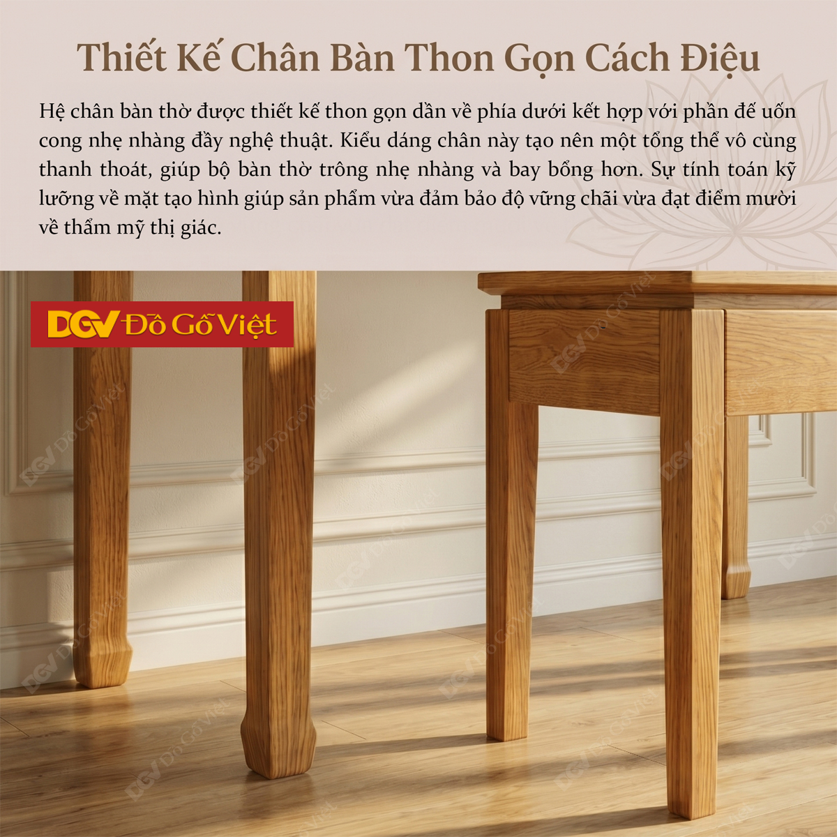 Bàn Thờ Mẹ Ôm Con Gỗ Sồi Mỹ Thiết Kế Chân Móng Ngựa Thon Cao
