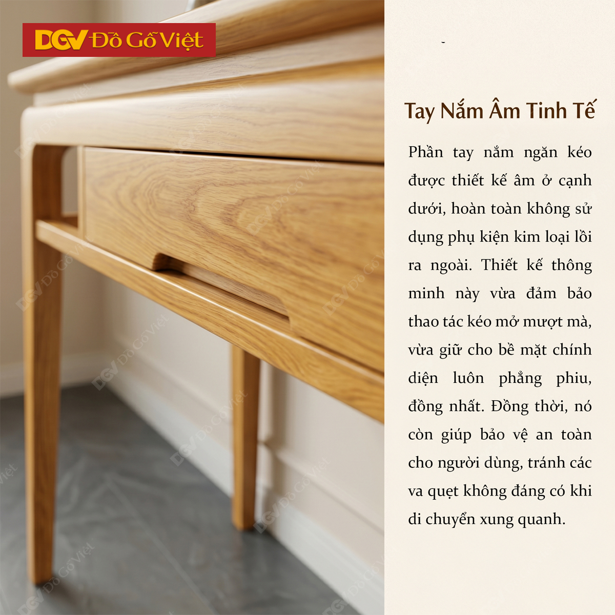 Bàn Thờ Sồi Mỹ Tự Nhiên Chân Côn Tích Hợp Ngăn Kéo Trung Tâm
