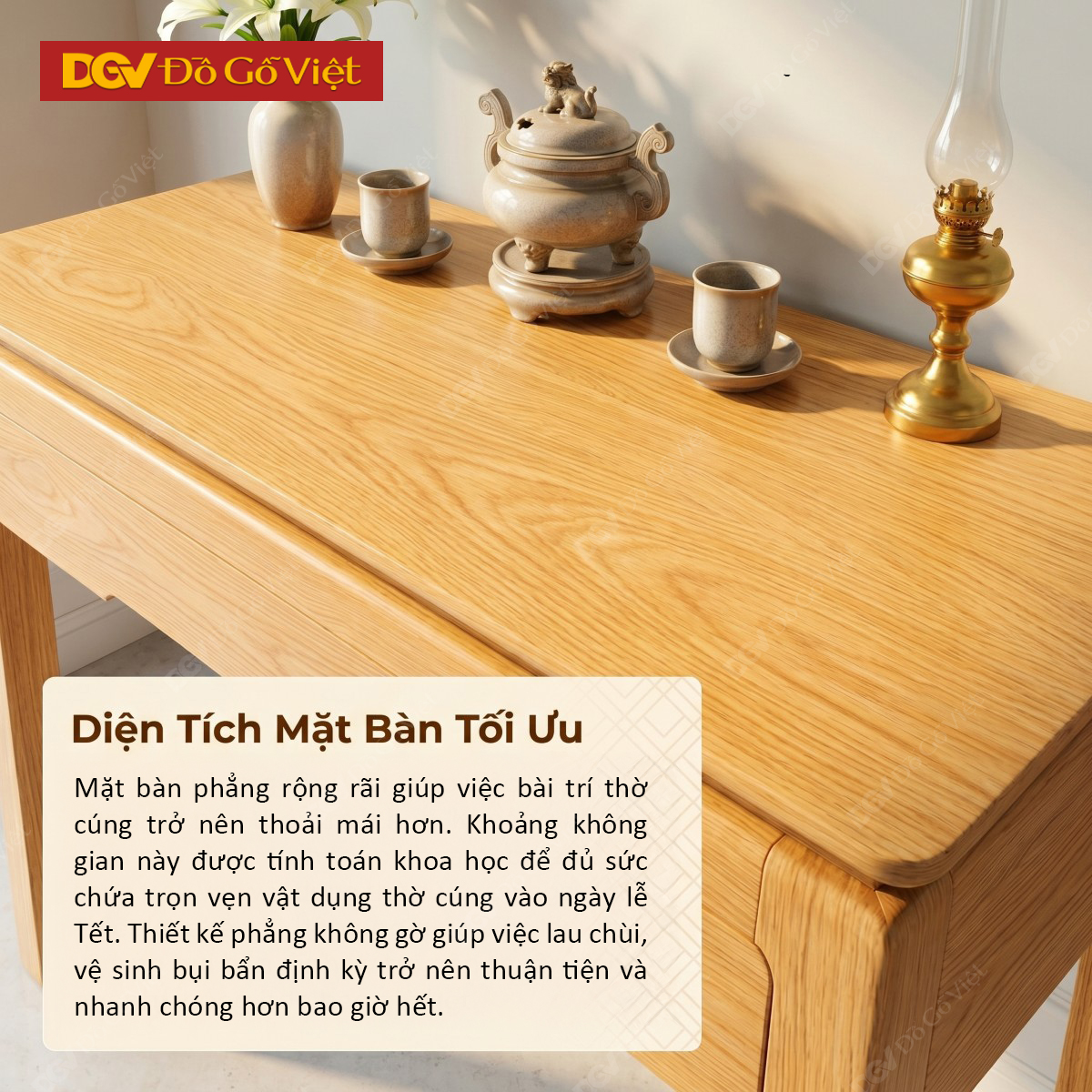 Bàn Thờ Tối Giản Hiện Đại Sồi Mỹ Thiết Kế Ngăn Kéo Rộng Rãi