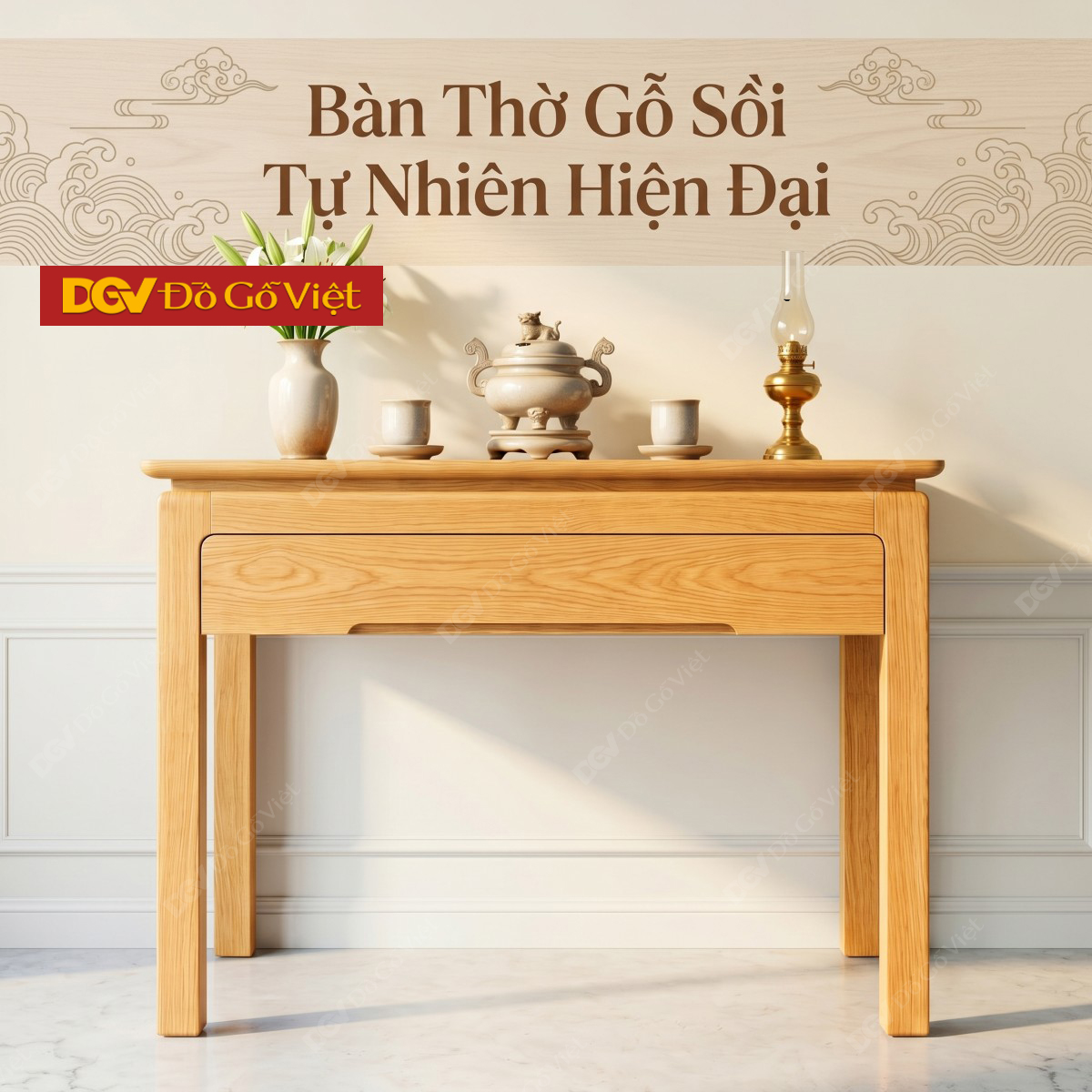 Bàn Thờ Tối Giản Hiện Đại Sồi Mỹ Thiết Kế Ngăn Kéo Rộng Rãi