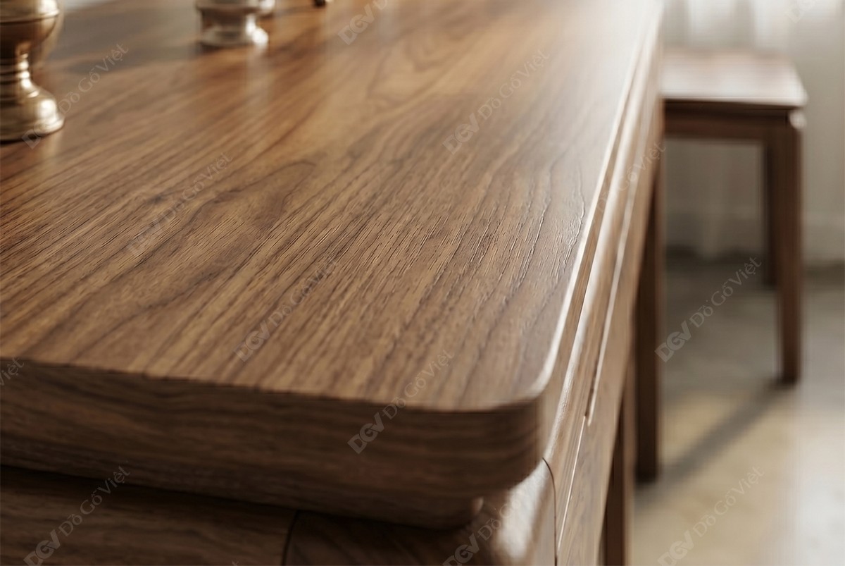 Bộ Bàn Thờ Mẹ Con Gỗ Óc Chó Thiết Kế Hiện Đại Bo Góc Tinh Tế