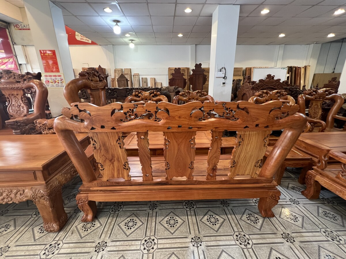Bộ Salon Phòng Khách Gỗ Gõ Đỏ 10 Món Sang Trọng Đại Gia Đình