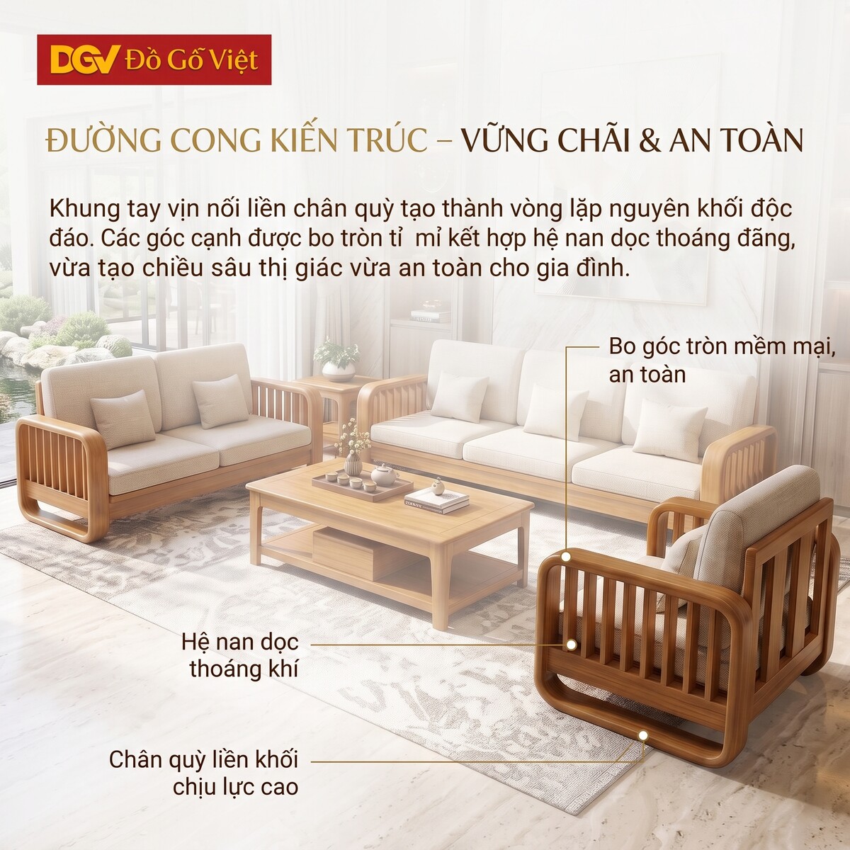 Bộ Sofa Gỗ Gõ Đỏ Thư Giãn Khung Nan Bọc Nệm Cao Cấp Mới