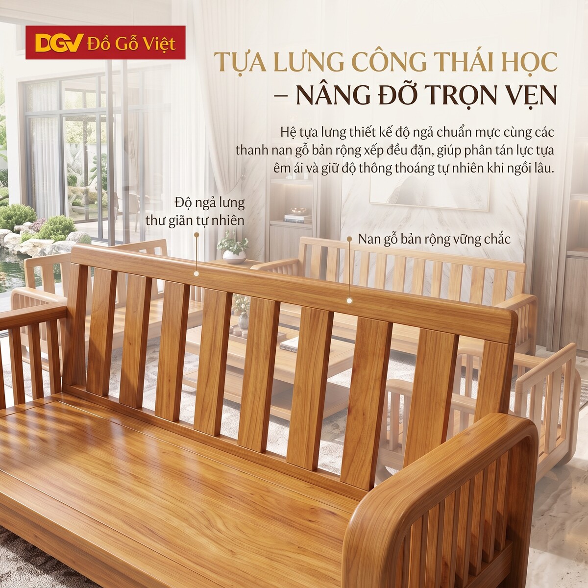 Bộ Sofa Gỗ Gõ Đỏ Thư Giãn Khung Nan Bọc Nệm Cao Cấp Mới
