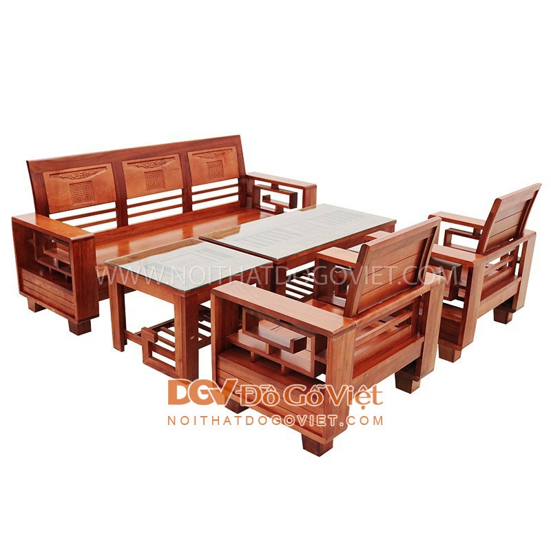 Bộ Sofa Gỗ Xoan Đào Chạm Chữ Triện 5 Món