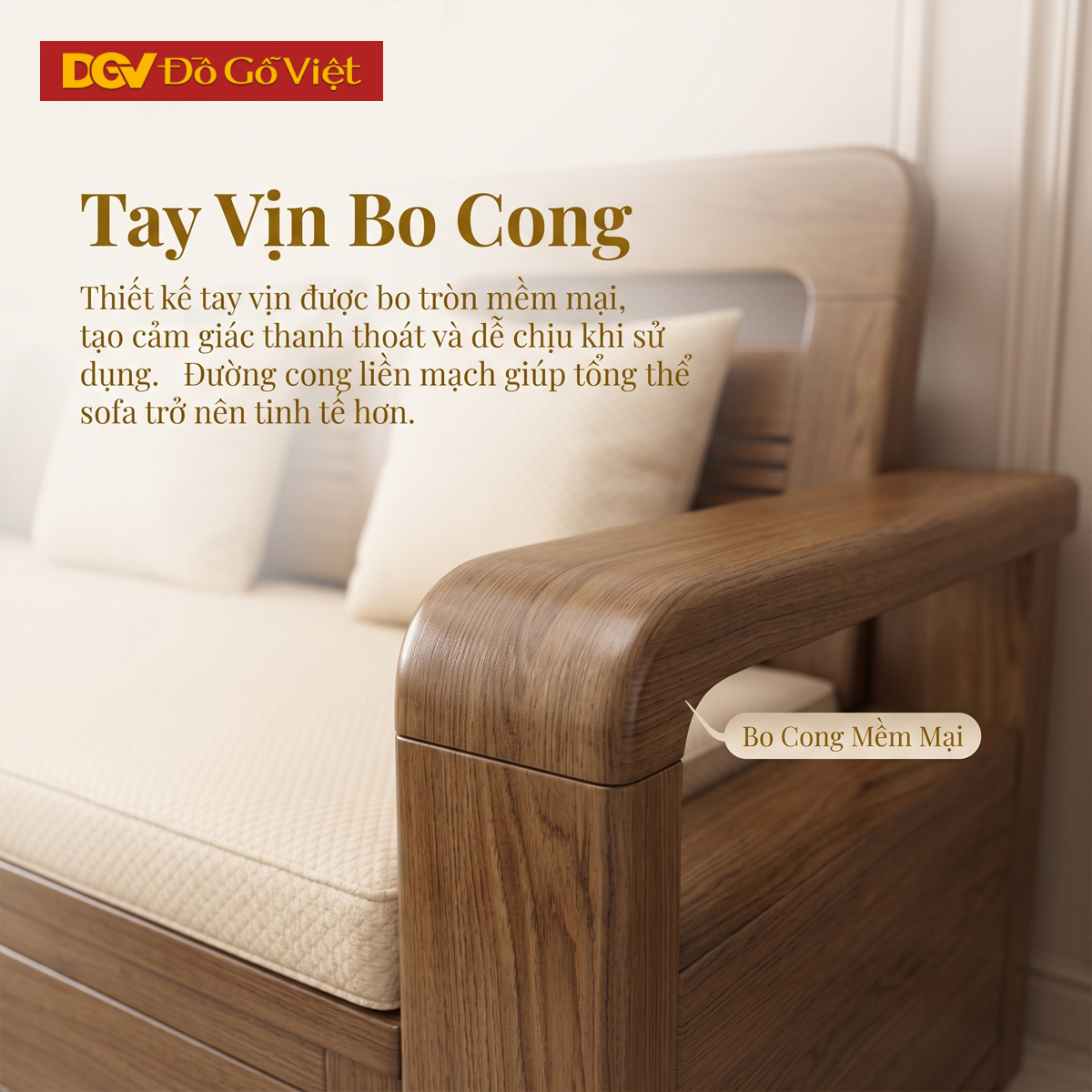 Bộ Sofa Góc Gỗ Sồi Mỹ Có Ghế Đơn Thiết Kế Bo Tròn