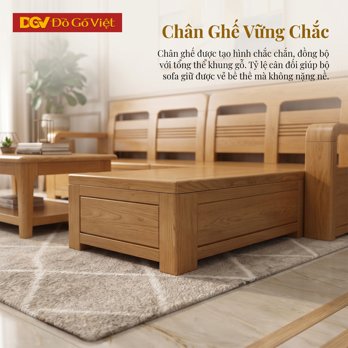 Bộ Sofa Góc Gỗ Sồi Mỹ Có Ghế Đơn Thiết Kế Bo Tròn