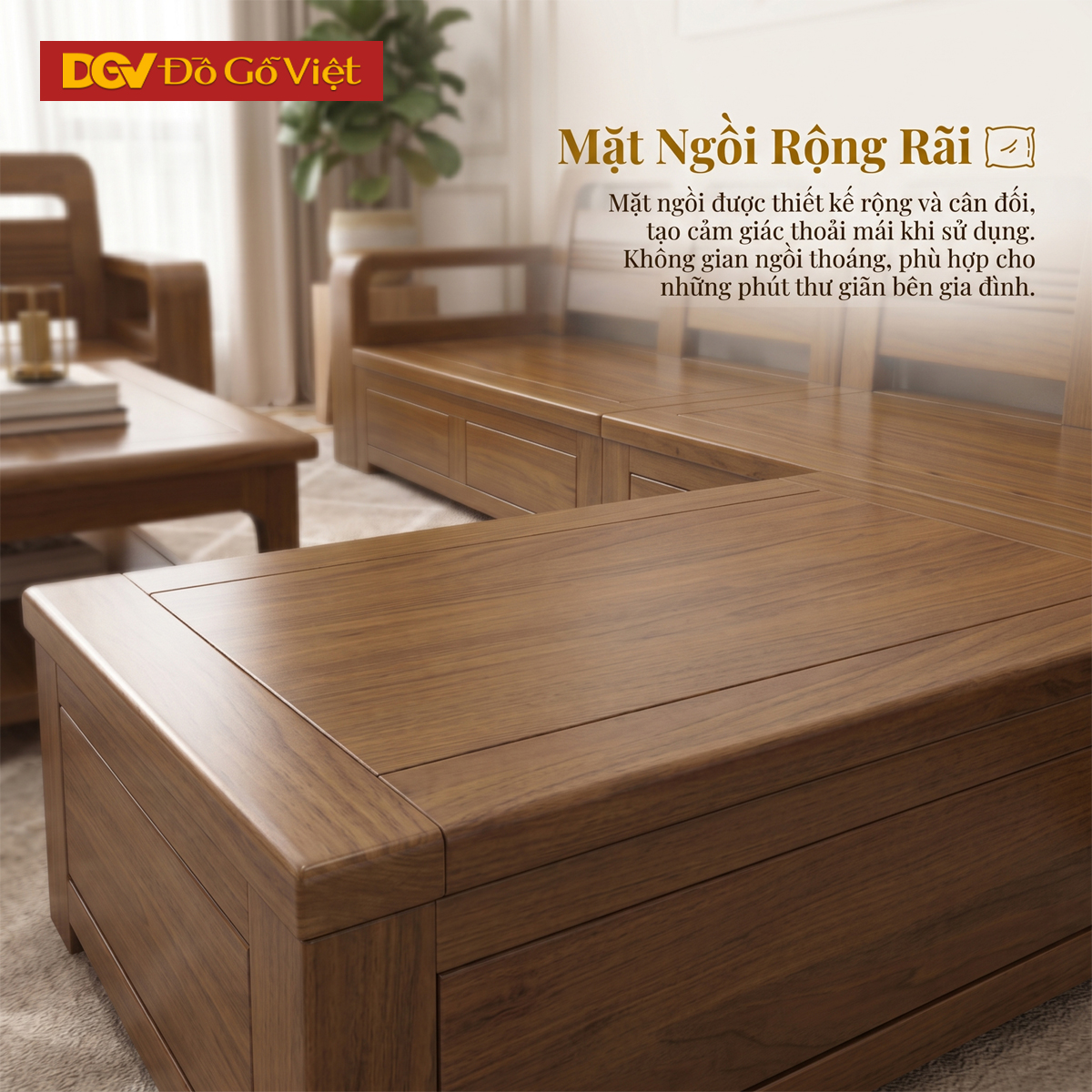 Bộ Sofa Góc Gỗ Sồi Mỹ Có Ghế Đơn Thiết Kế Bo Tròn
