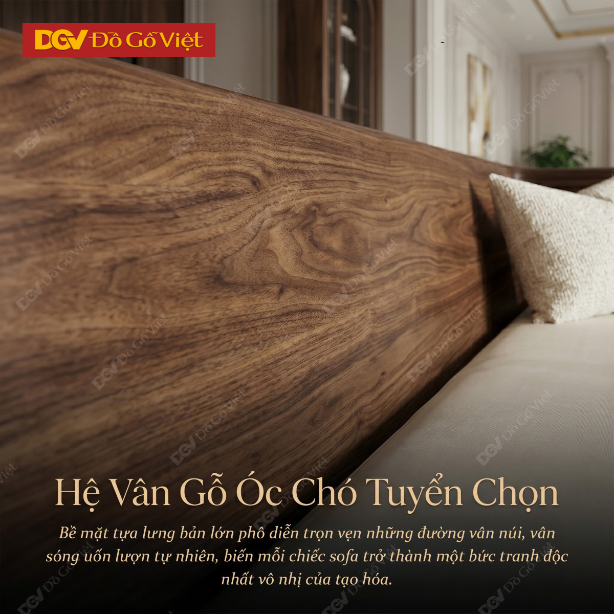Ghế Sofa Gỗ Óc Chó Hiện Đại Japandi Tối Giản Tinh Tế Bọc Nệm