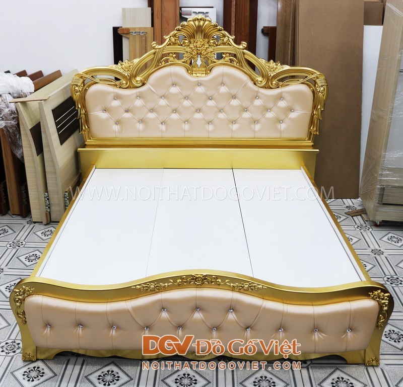 Giường Ngủ Cổ Điển Sơn Nhủ Đồng Sang Trọng