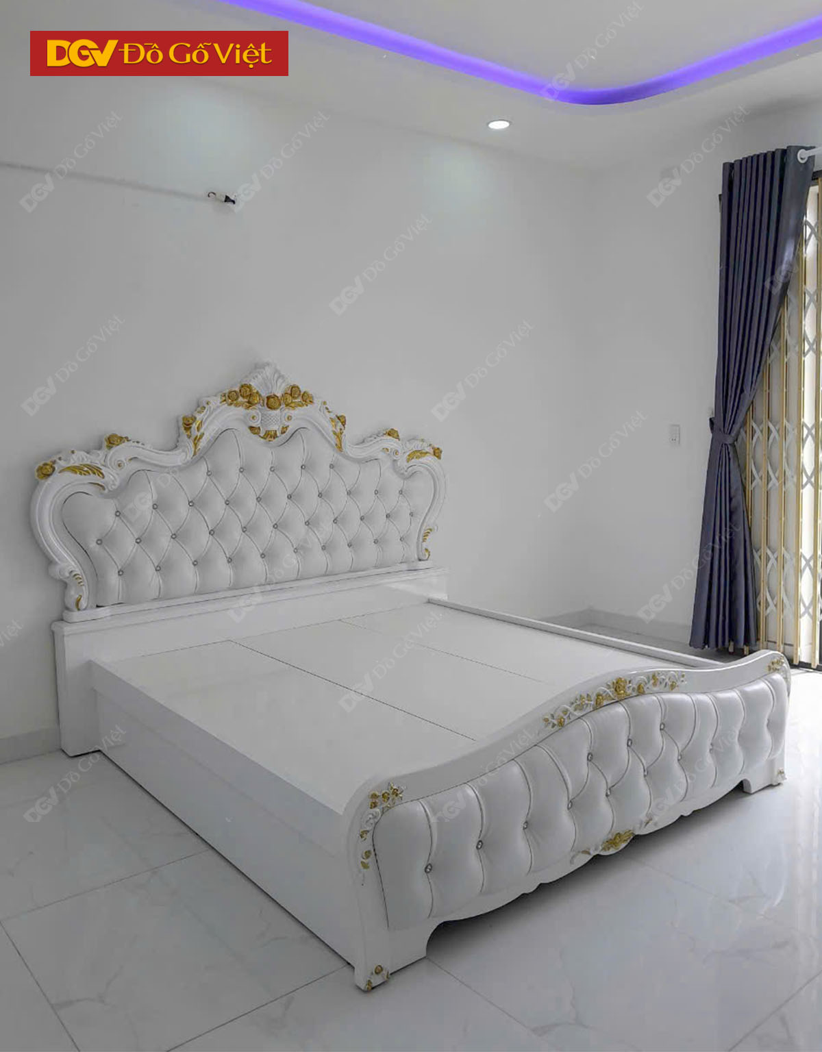 Giường Ngủ Gỗ Công Nghiệp Cổ Điển Nệm Hồng Đẹp Giá Rẻ