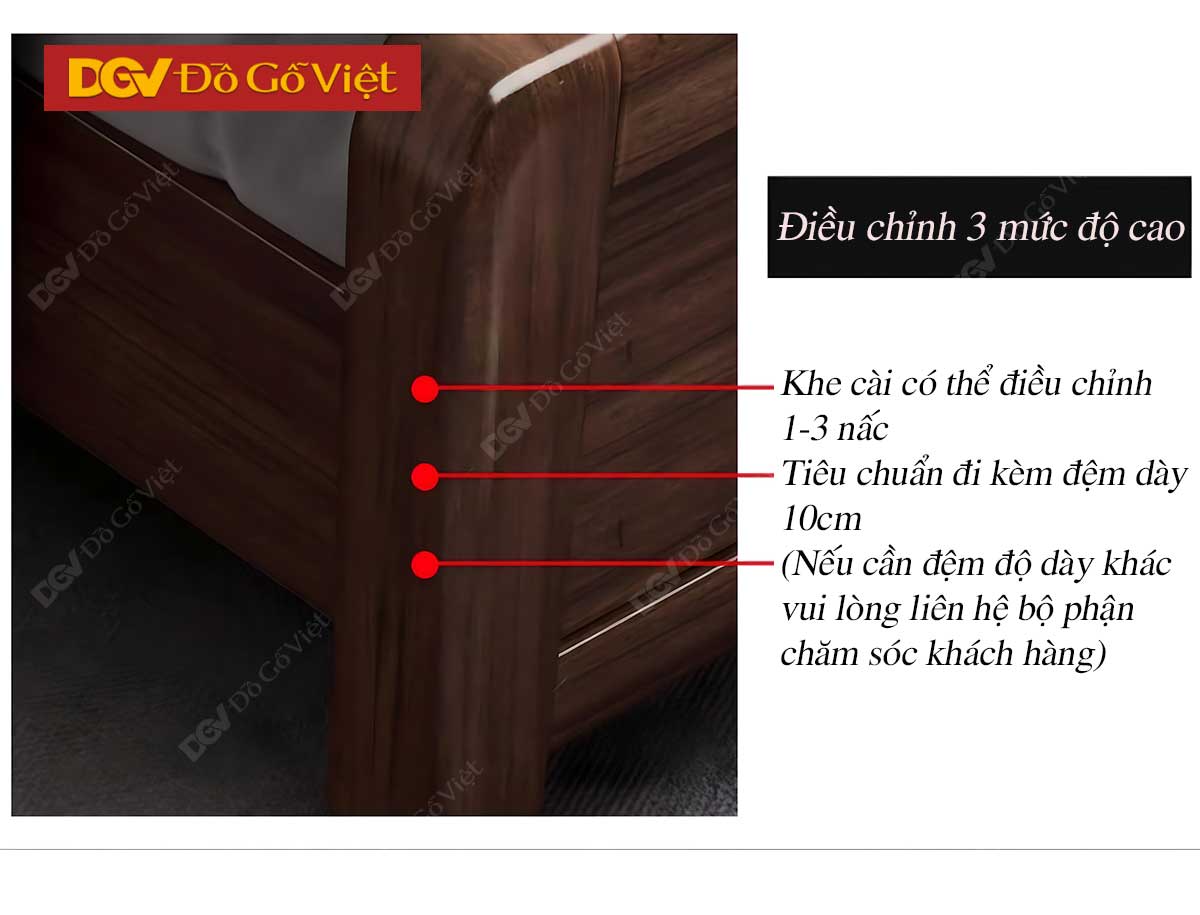 Giường Ngủ Gỗ Sồi Mỹ Thiết Kế Hiện Đại Có Kệ Đầu Giường