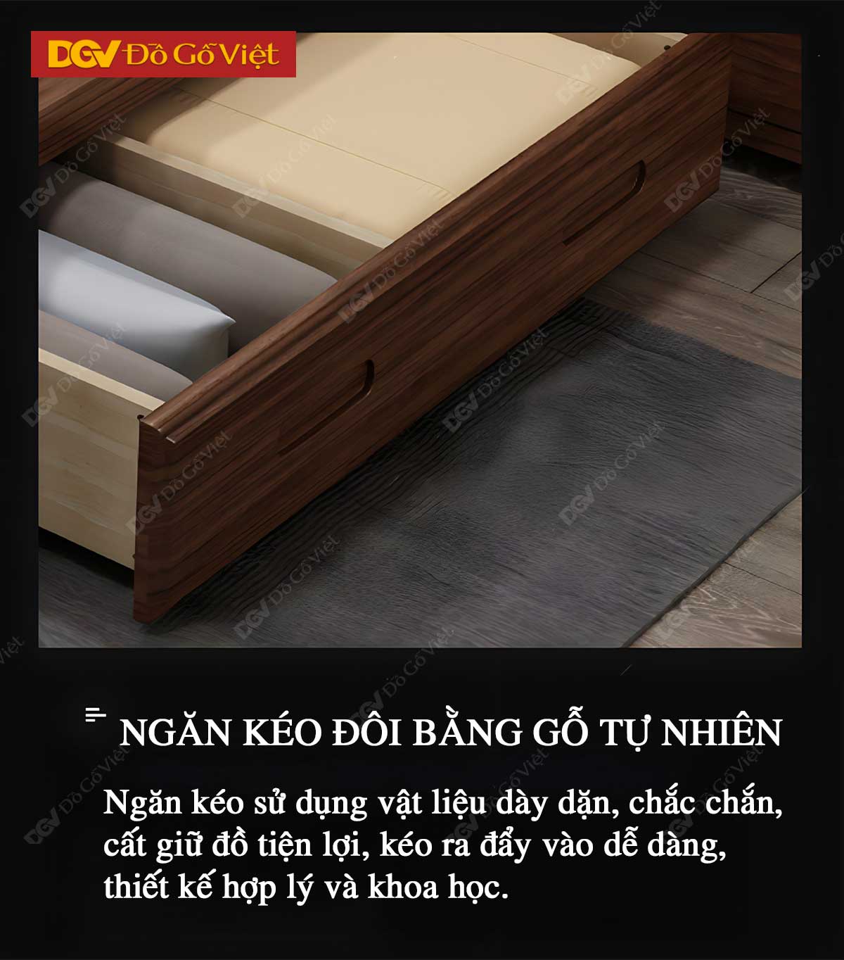 Giường Ngủ Gỗ Sồi Mỹ Thiết Kế Hiện Đại Có Kệ Đầu Giường