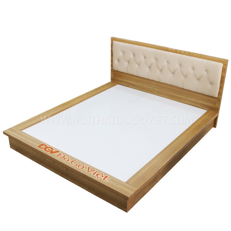 Giường Ngủ Nhật Bản Veneer Sồi Đầu Bọc Nệm