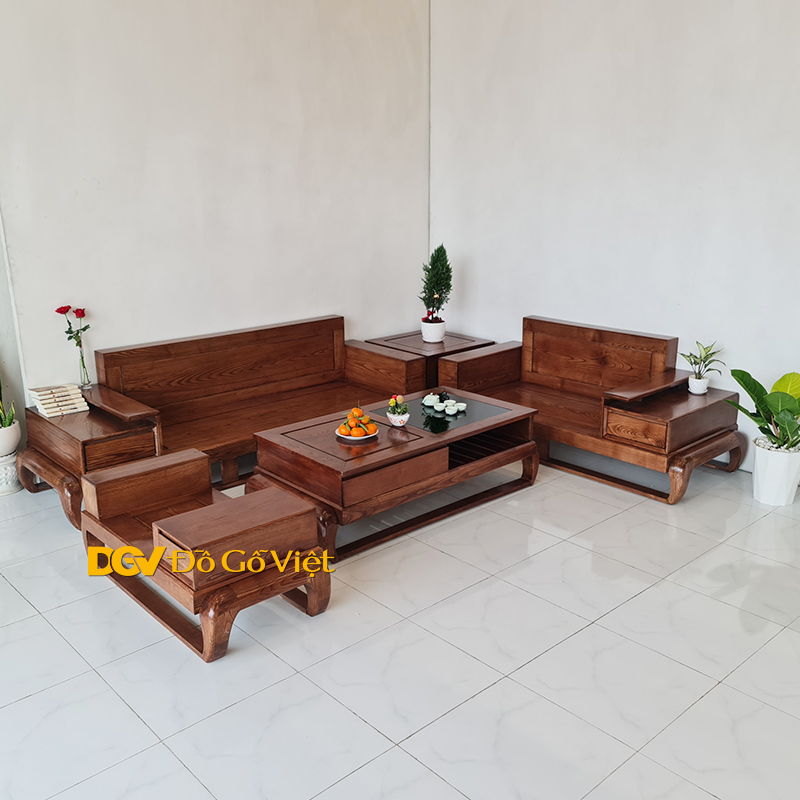 Sofa Gỗ Sồi Nga Phòng Khách 2 Băng Dài Đẹp Giá Rẻ 2021