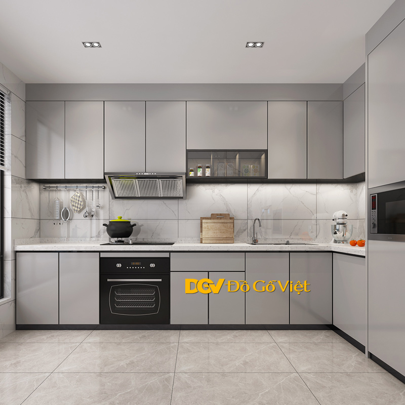 Với thiết kế tỉ mỉ và chất liệu bền đẹp, tủ bếp sẽ mang đến cho gia đình bạn không gian tuyệt vời để nấu ăn và chế biến thực phẩm. Hãy tận hưởng những giây phút thoải mái với mẫu tủ bếp chữ L này.