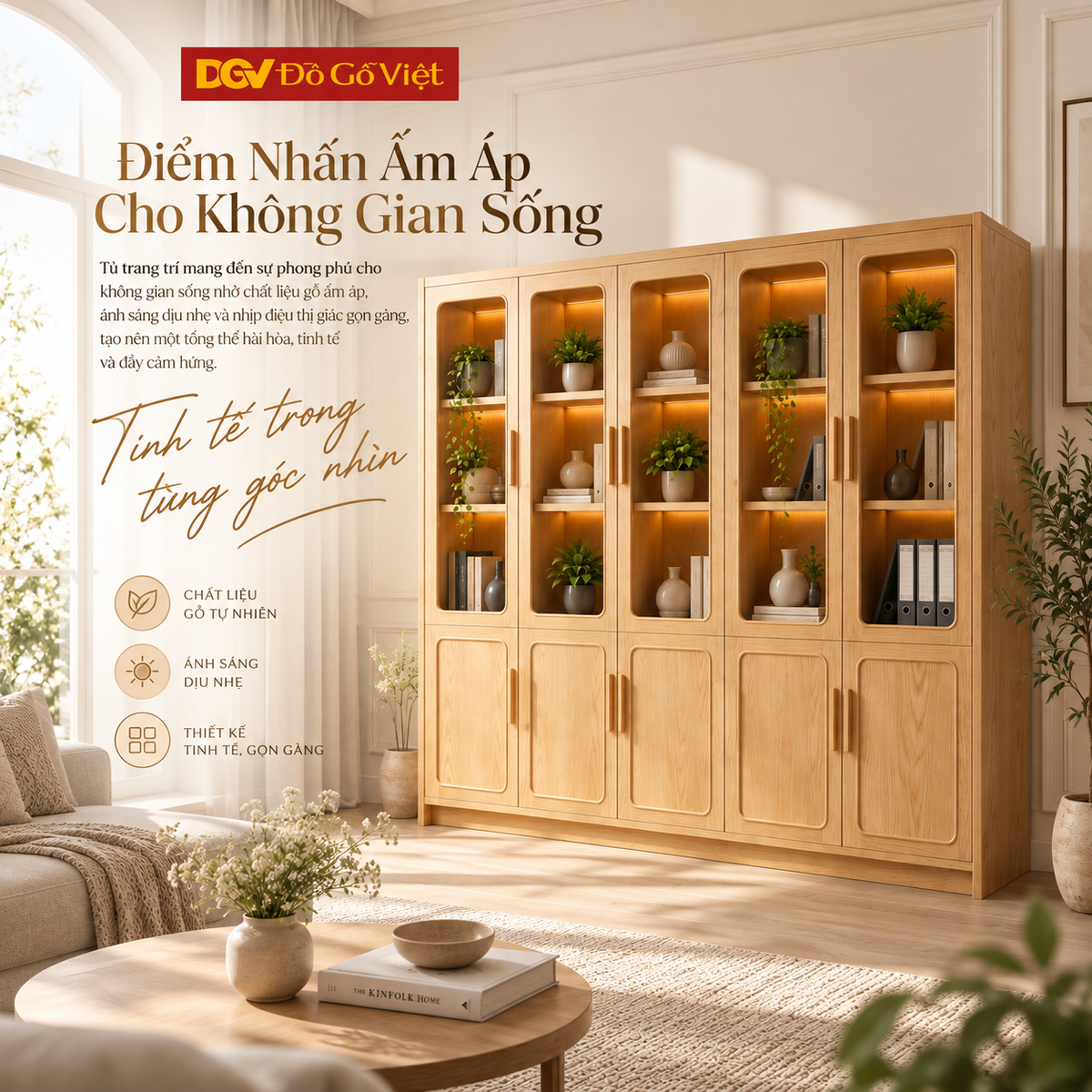 Tủ Đựng Tài Liệu Soft Frame Sồi Mỹ 100% Khung Bao Phào Chỉ