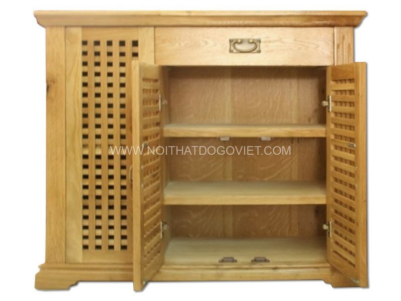 Tủ Giày Giá Rẻ Họa Tiết Caro Gỗ Sồi Mỹ Tự Nhiên