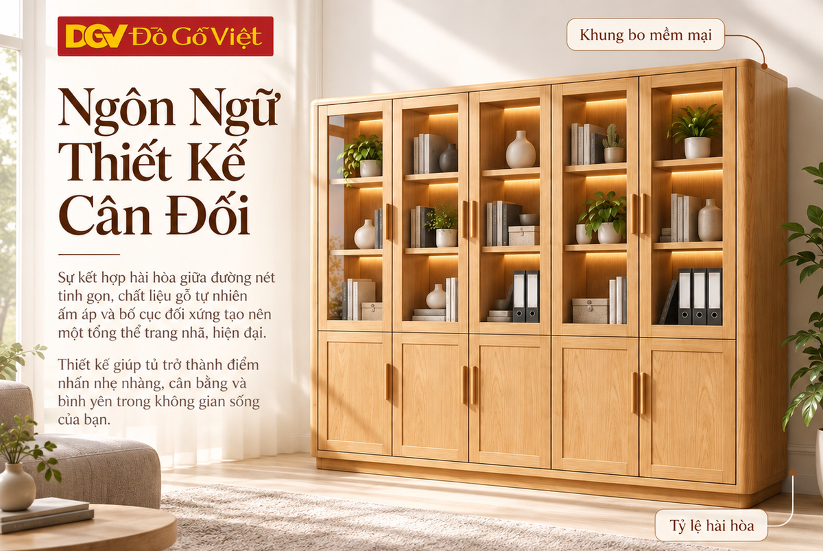 Tủ Lưu Trữ Hồ Sơ Soft Body Gỗ Sồi Mỹ Hiện Đại Phối Cánh Kính