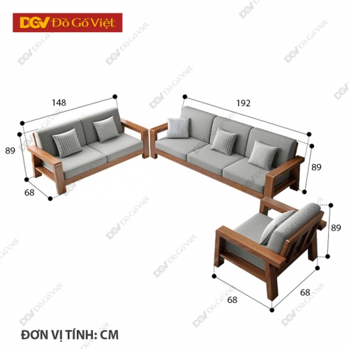 Bàn Ghế Sofa Đối 4 Món Phòng Khách Hiện Đại Gỗ Gõ Đỏ Đẹp