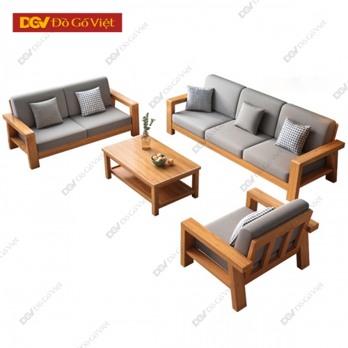 Bàn Ghế Sofa Đối 4 Món Phòng Khách Hiện Đại Gỗ Gõ Đỏ Đẹp