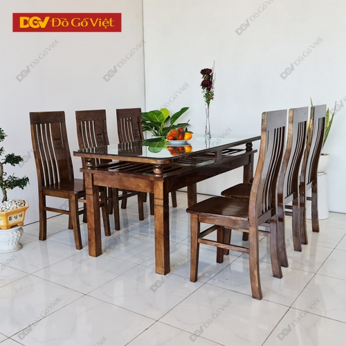Bộ Bàn Ăn Tầng Gỗ Sồi Nga Màu Nâu Đen Đẹp Giá Tốt 2025