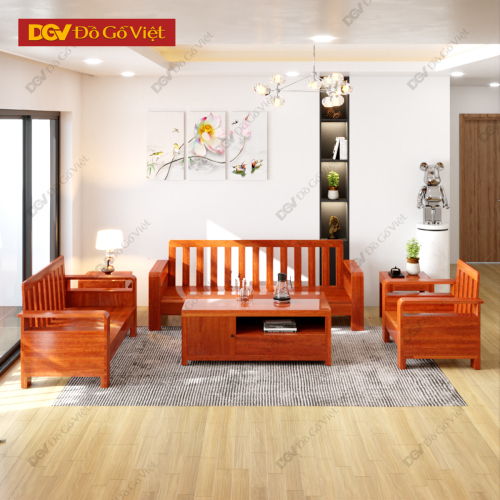 Bộ Bàn Ghế Sofa Gỗ Căm Xe Mặt Lưng Nan Đẹp Và Bền Bỉ