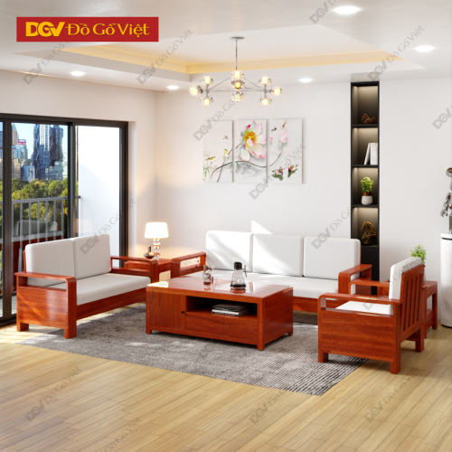 Bộ Bàn Ghế Sofa Gỗ Căm Xe Mặt Lưng Nan Đẹp Và Bền Bỉ