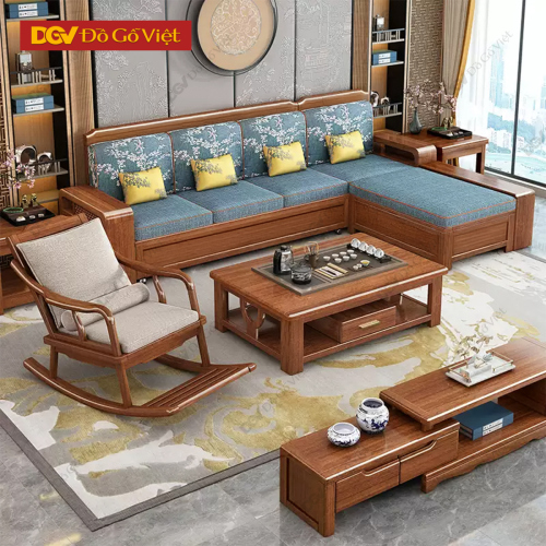 Bộ Sofa Góc Đẹp Gỗ Gõ Đỏ Cao Cấp Phong Cách Hoàng Gia