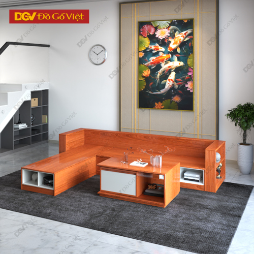 Bộ Bàn Ghế Sofa Phòng Khách Gỗ Xoan Đào Chữ L Nhỏ Gọn