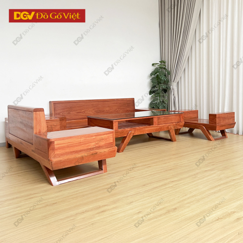 Bộ Sofa 2 Văng 100% Gỗ Hương Đá Hiện Đại Cho Phòng Khách