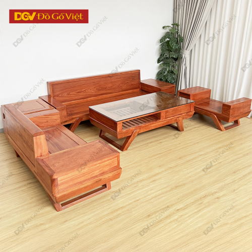 Bộ Sofa 2 Văng 100% Gỗ Hương Đá Hiện Đại Cho Phòng Khách