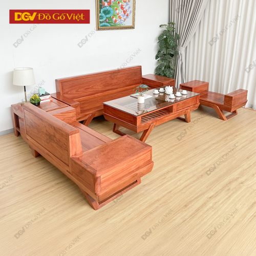 Bộ Sofa 2 Văng 100% Gỗ Hương Đá Hiện Đại Cho Phòng Khách