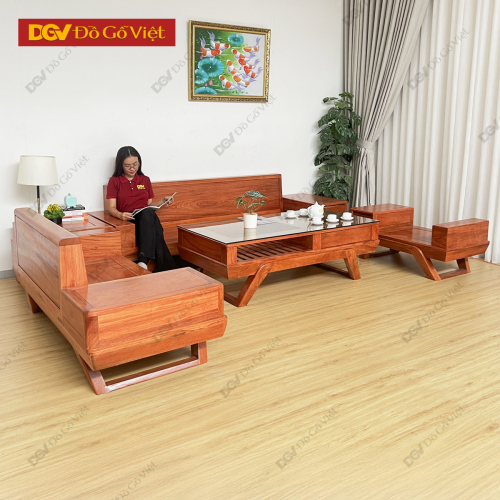 Bộ Sofa 2 Văng 100% Gỗ Hương Đá Hiện Đại Cho Phòng Khách