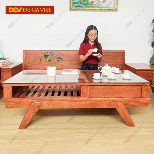 Bộ Sofa 2 Văng 100% Gỗ Hương Đá Hiện Đại Cho Phòng Khách