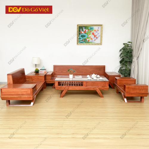 Bộ Sofa 2 Văng 100% Gỗ Hương Đá Hiện Đại Cho Phòng Khách