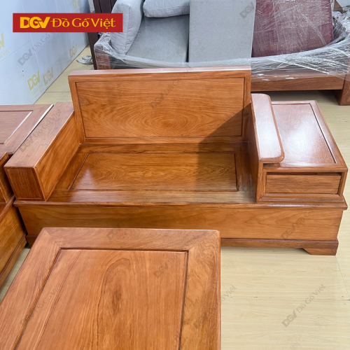 Bộ Sofa 2 Văng Gỗ Gõ Đỏ 100% Vân Đẹp Hiện Đại Cho Nhà Phố