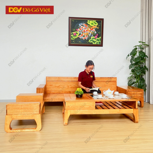 Bộ Sofa Chân Hươu Gỗ Sồi Nga 1 Văng Đẹp Cho Phòng Khách Nhỏ