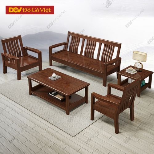 Bộ Sofa Đối Hiện Đại Gỗ Căm Xe Tự Nhiên 5 Món Đơn Giản Đẹp