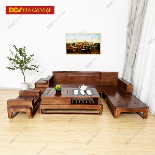 Bộ Sofa Đùi Gà Góc L Gỗ Sồi Nga Màu Óc Chó Hiện Đại Đẹp Rẻ