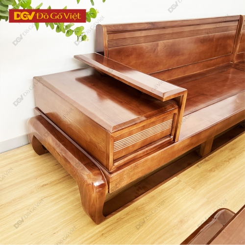 Bộ Sofa Đùi Gà Góc L Gỗ Sồi Nga Màu Óc Chó Hiện Đại Đẹp Rẻ