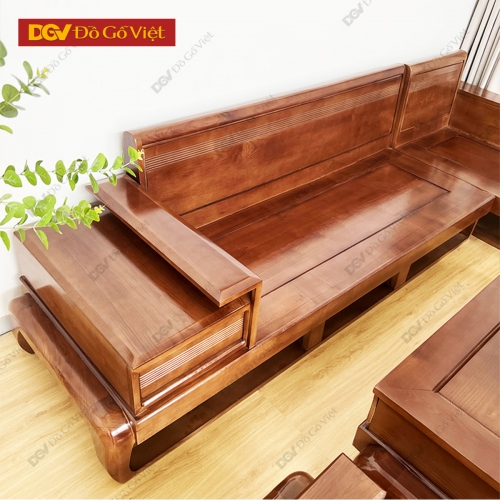 Bộ Sofa Đùi Gà Góc L Gỗ Sồi Nga Màu Óc Chó Hiện Đại Đẹp Rẻ