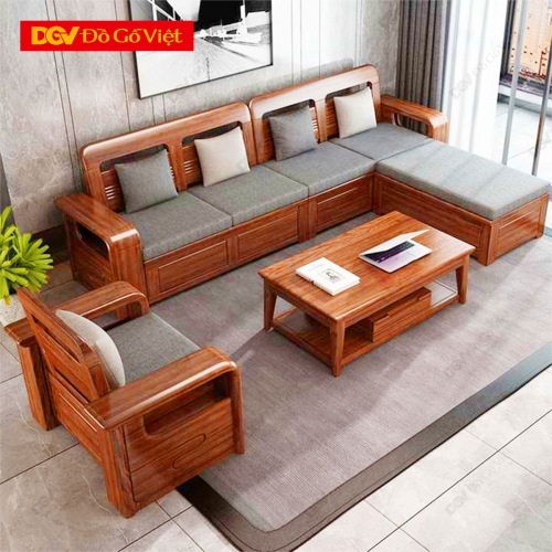 Bộ Sofa Góc Gỗ Gõ Đỏ Pachy Tay Cong Bo Góc Mới Đẹp 2025