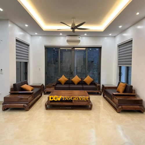 Bộ Sofa Sồi Nga Đùi Gà 3 Văng Chữ U Cho Phòng Khách Rộng