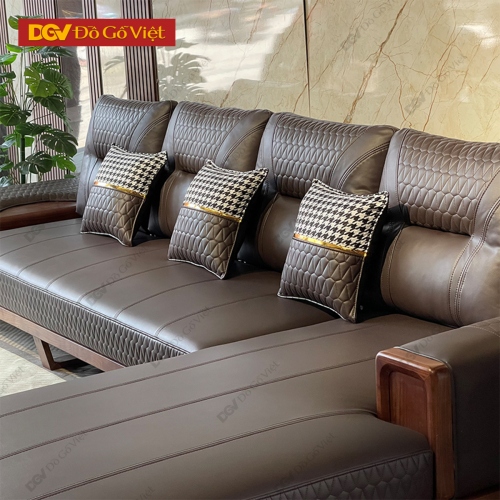 Bộ Sofa Sồi Nga Màu Óc Chó Sang Trọng Cho Phòng Khách Rộng