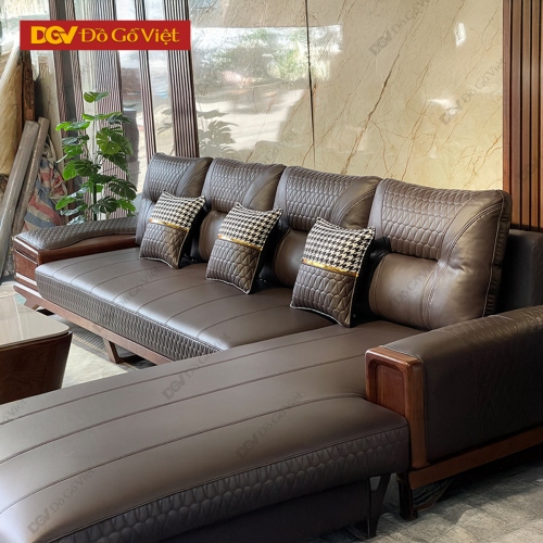 Bộ Sofa Sồi Nga Màu Óc Chó Sang Trọng Cho Phòng Khách Rộng