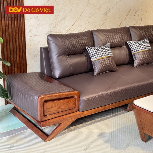 Bộ Sofa Sồi Nga Màu Óc Chó Sang Trọng Cho Phòng Khách Rộng