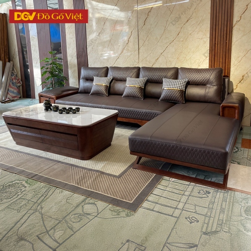 Bộ Sofa Sồi Nga Màu Óc Chó Sang Trọng Cho Phòng Khách Rộng