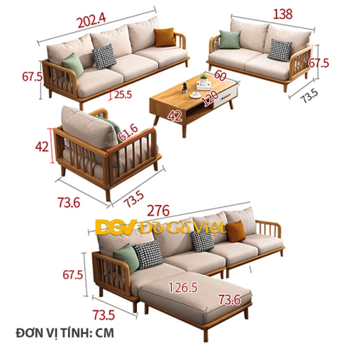 Ghế Băng Dài Sofa Bệt Kết Hợp Bàn Trà Gỗ Gõ Đỏ Hiện Đại