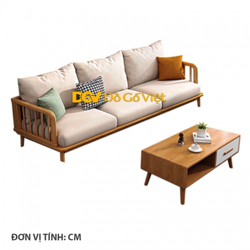 Ghế Băng Dài Sofa Bệt Kết Hợp Bàn Trà Gỗ Gõ Đỏ Hiện Đại